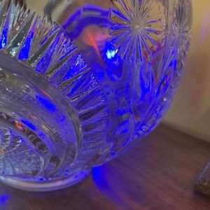 Antique LE Smith Pinwheel and Stars Cut Glass Punch Bowl with Cups/Ladel